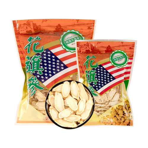 Whole soft-stem sliced American ginseng, thick-cut and slanted slices, bulk wholesale health tonic dried goods, can be ground into powder.