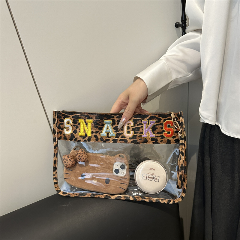Tendencia transparente nueva impresión de letras bolsas de mano mujeres bordadas versátiles de gran capacidad de compras personalidades casuales