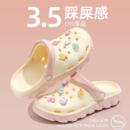 Hole shoes, men's sandals, sandals, toads, breathable couples beach shoes, platform soles, fashionable, anti-slip and cute wading women's sandals