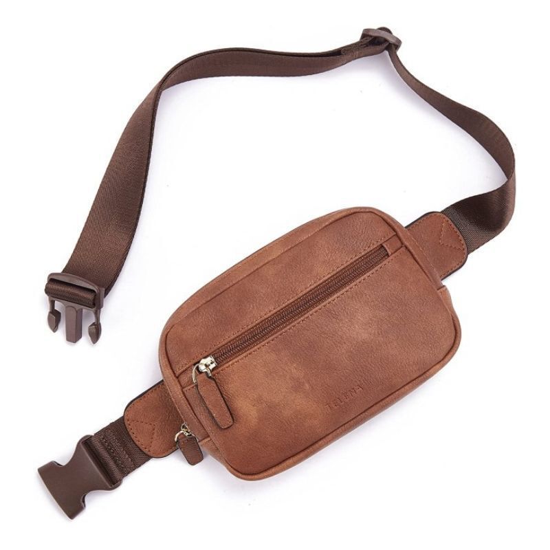 In-Stock New Cross-Border Women's Pu Leather Waist Bag with Adjustable Shoulder Strap, Crossbody Chest Bag, Fashionable Versatile Sports Waist Bag