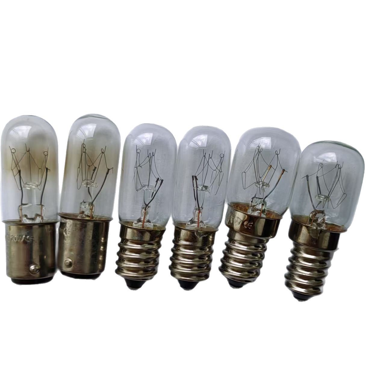 Bombilla indicadora para refrigerador E14BA15D130V 220VT16T20, bombilla de luz amarilla cálida, horno microondas, filamento de tungsteno, incandescente