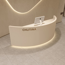 简约美容院吧台弧形半圆形美甲店服装店收银台艺术舞蹈接待前台桌