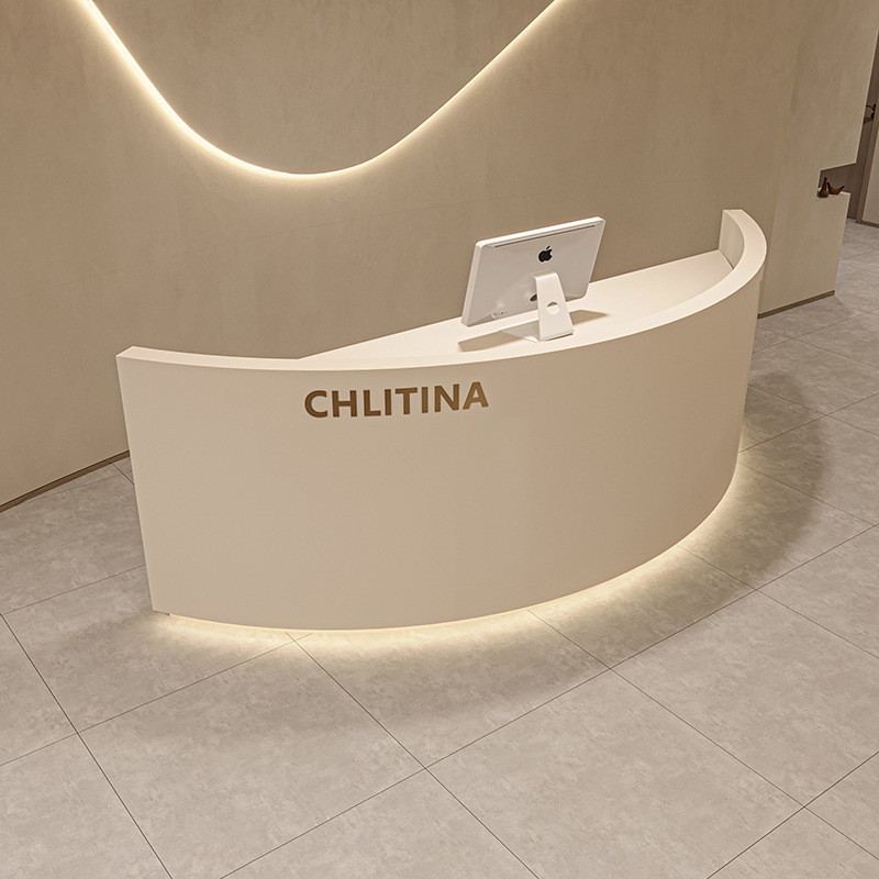 Simple Beauty Salon Bar Curved Semicircular Nail Salon Clothing Store Cashier Art Dance Reception Front Desk Table
