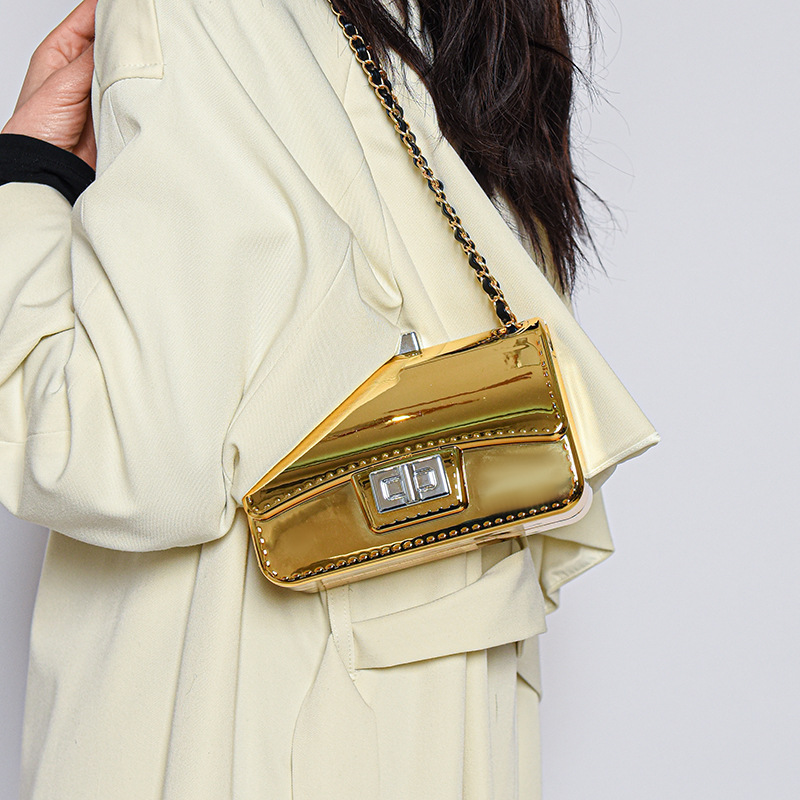 2024 New Solid Color Simple Fashion Casual Women's Bright Chain Laser Small Square Single Shoulder Crossbody Bag_voghion.com