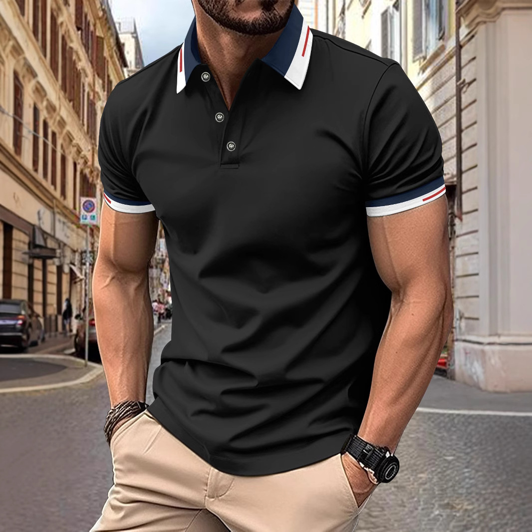 European and American ins cross-border 2025 summer quick sale Amazon POLO shirt button men's casual polo shirt
