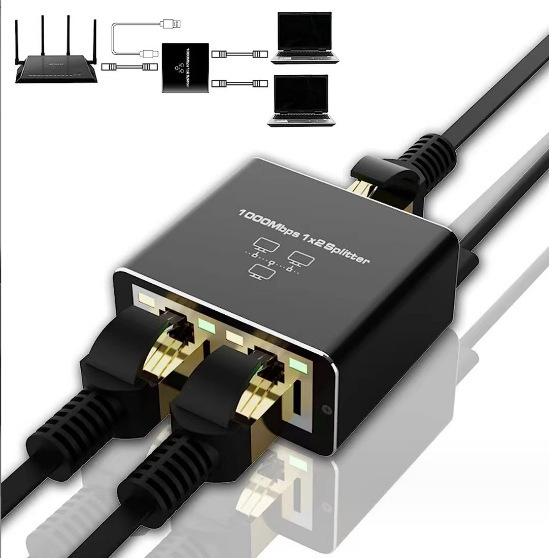 Network adapter / 1 input, 2 outputs (Gigabit network)