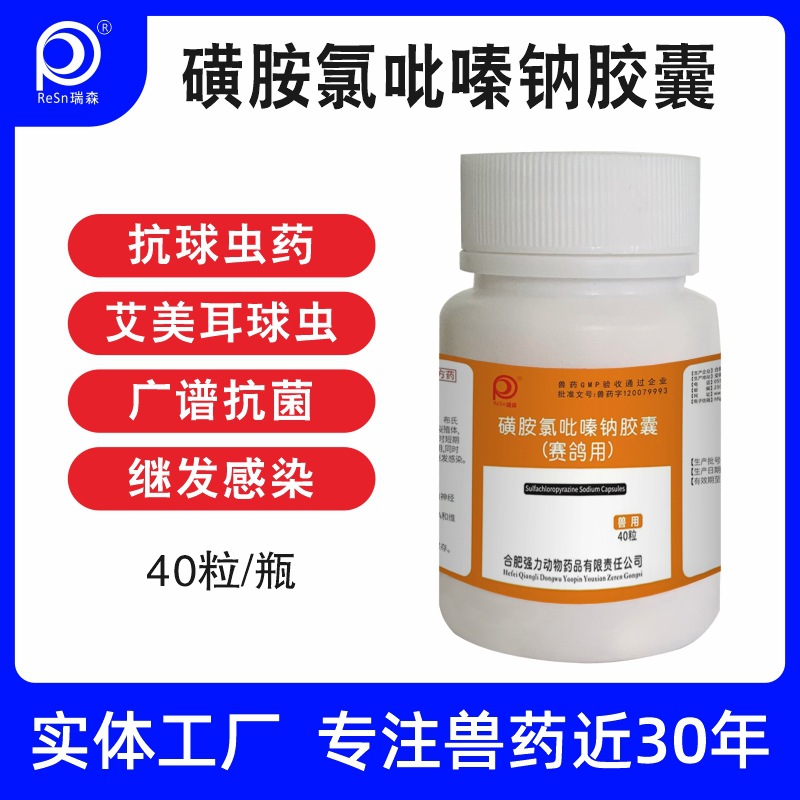 兽用磺胺氯吡嗪钠胶囊抗球虫药血便红便禽伤寒鸡兔球虫病鸽子宠物