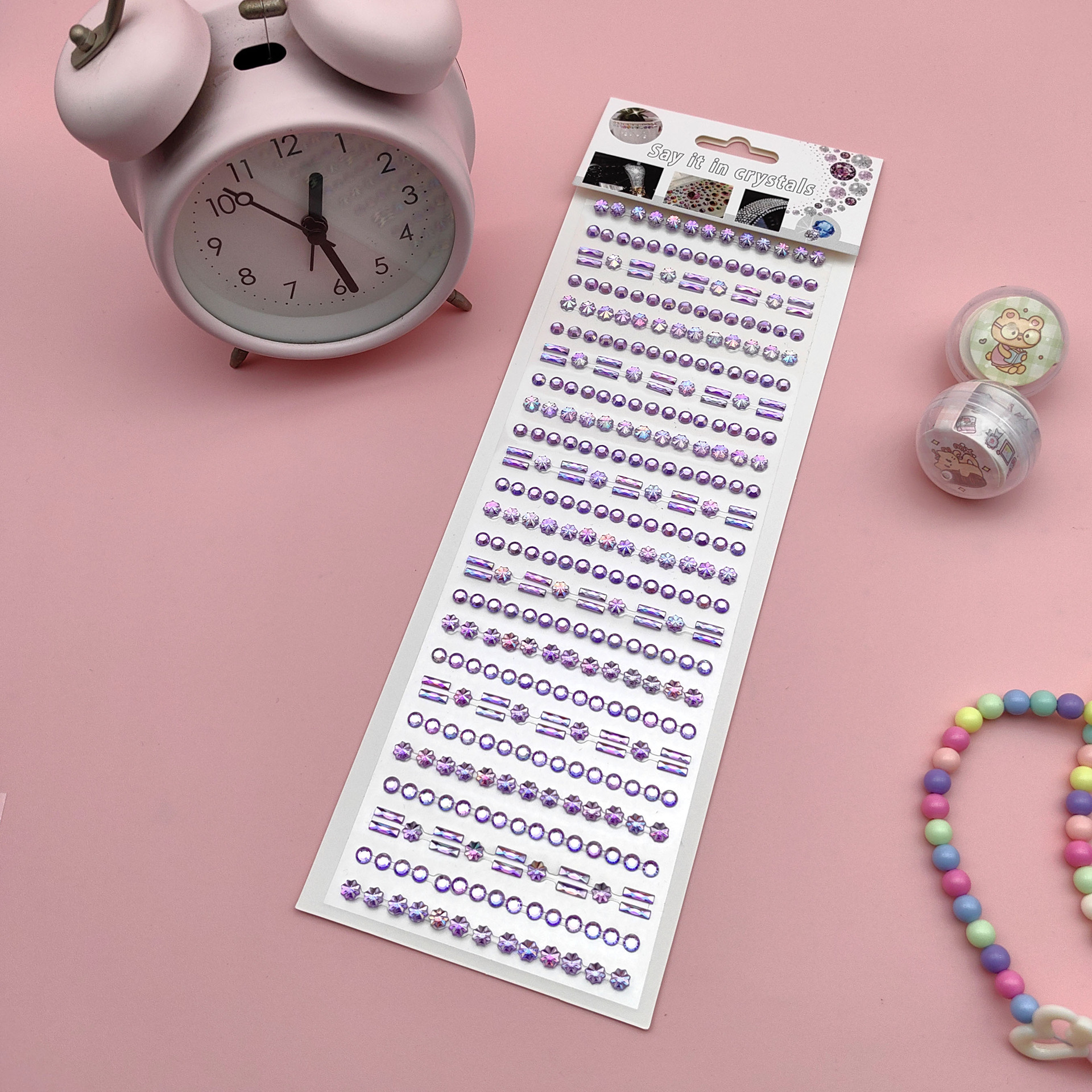 Coloridas pegatinas de flores de hielo para niños gema de diamantes de color AB pegatinas de cristal acrílico de juguete princesa pequeñas pegatinas al por mayor