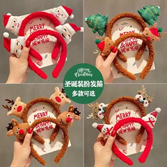 圣诞老人节发箍可爱圣诞麋鹿头箍儿童毛绒雪人发饰节日表演头饰品