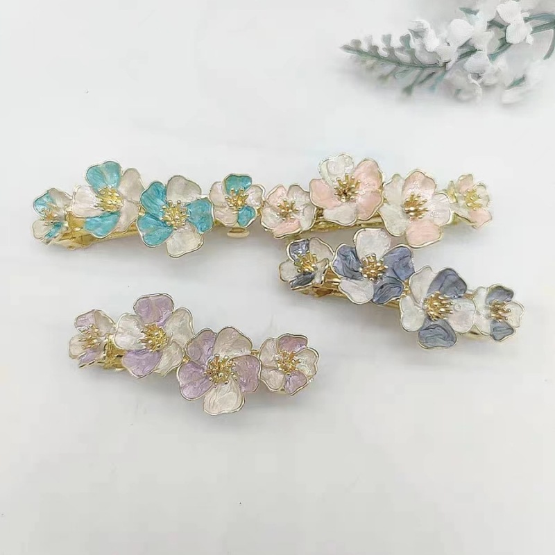 Aceite que gotea flor clip de primavera tocado Cabeza trasera femenina clip superior transfronterizo de alta gama temperamento francés Luz de lujo diseño horquilla