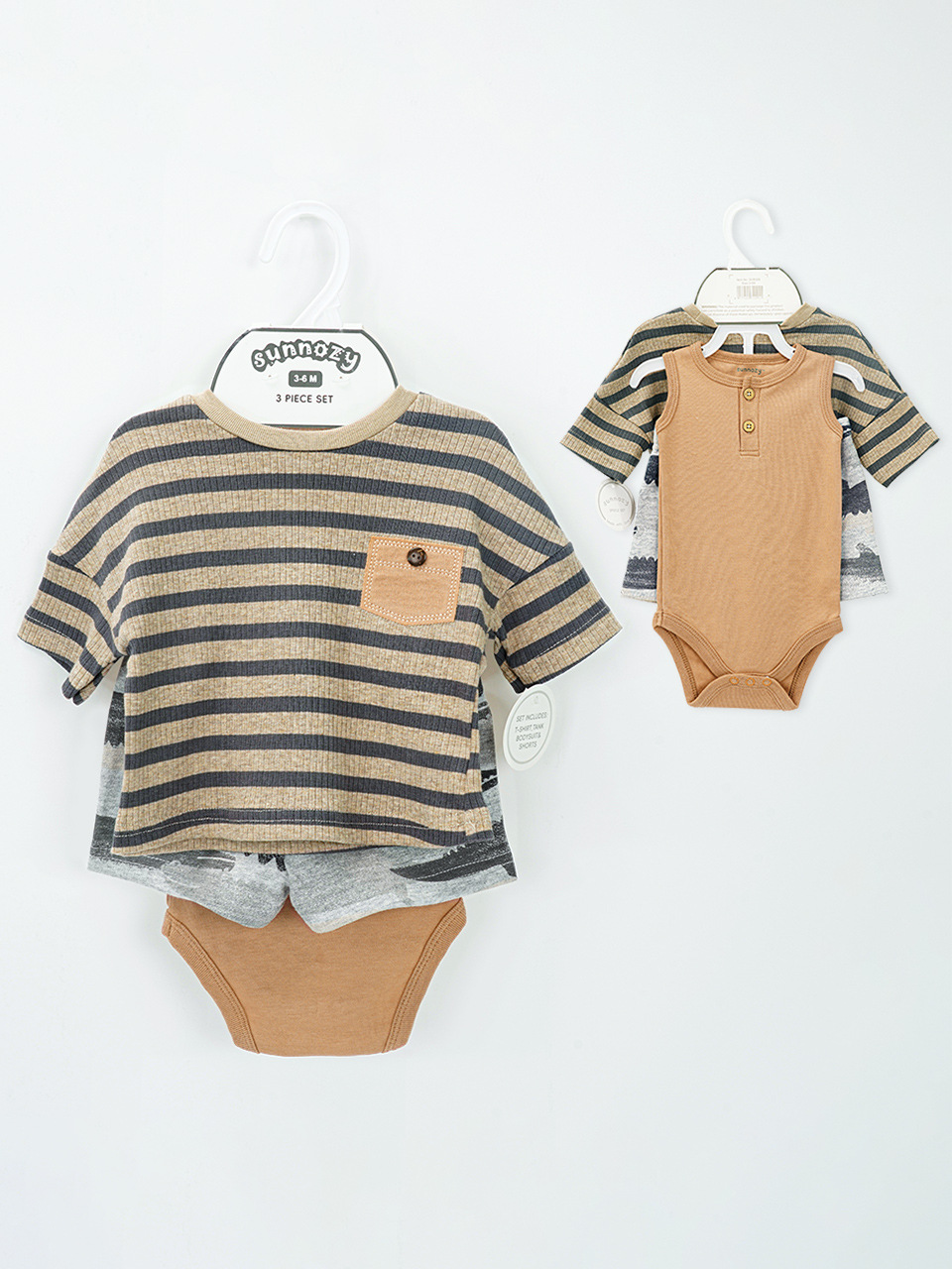 2026 algodón de verano recién nacido tres piezas de ropa de verano bebé ropa casual para salir con el set de abrigo