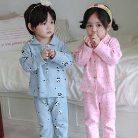 韩版儿童春秋季睡衣套装中大小童宝宝男女童洋气长袖外穿开衫家居