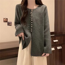 春季新款新品复古毛衣开衫外套大码盘扣新品新品新品新品衫上衣女