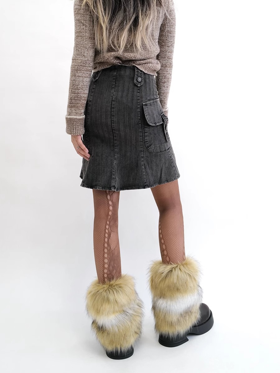 Beinstulpen Herbst und Winter Dicke Plüschsocken Retro Hot Girl Hairy Leg Sets Jk Socks Harajuku Style mit Strümpfen Imitationspelzstiefel Socken_voghion.com