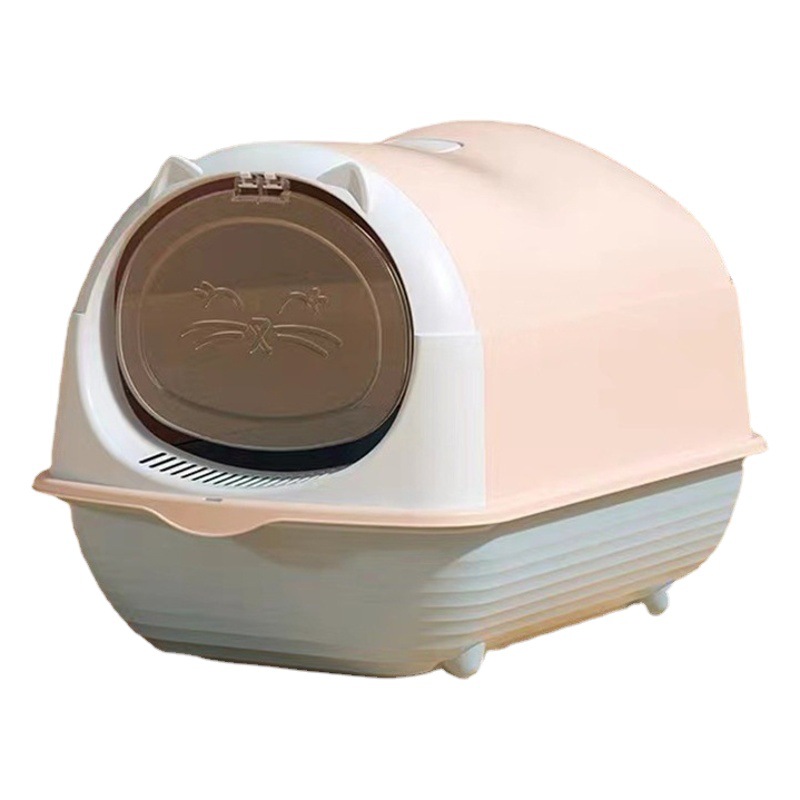 Caja de arena semicerrada para gatos, extra grande y a prueba de salpicaduras, fácil de limpiar, ideal para hogares con varias mascotas.