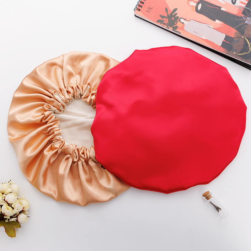 Gorro de Ducha de Doble Capa de Imitación de Seda con Banda Elástica y Hebilla, Ajustable para Viajes y Baño en Casa, Gorro para el Cuidado del Cabello para Mujer