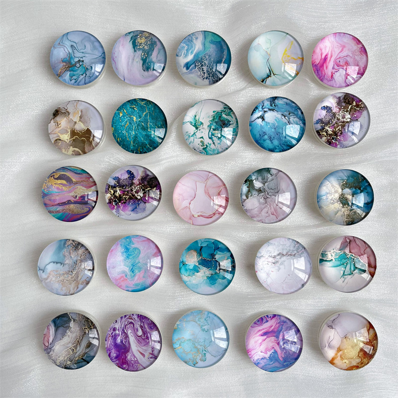 24g Weight Mobile Phone Universal Applicable Brands Airbag Bracket Classification Glass Material Marble Pattern Chinoiserie, Simple Style Style Marble Glass Chinoiserie Simple Style Mobile Phone Universal Airbag Bracket 无