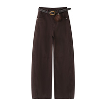 现货 2025冬季新款女时尚复古做旧高腰宽松弯刀牛仔裤RL91302066