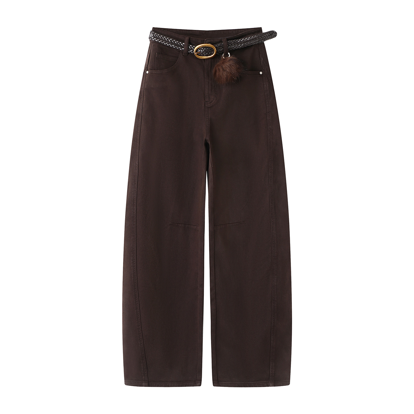 现货 2025冬季新款女时尚复古做旧高腰宽松弯刀牛仔裤RL91302066