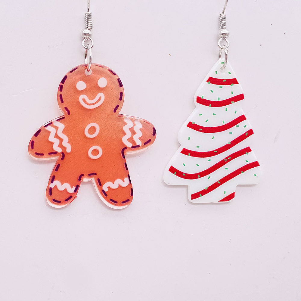 Wholesale Jewelry Cute Christmas Tree Gingerbread Arylic Drop Earrings display picture 1
