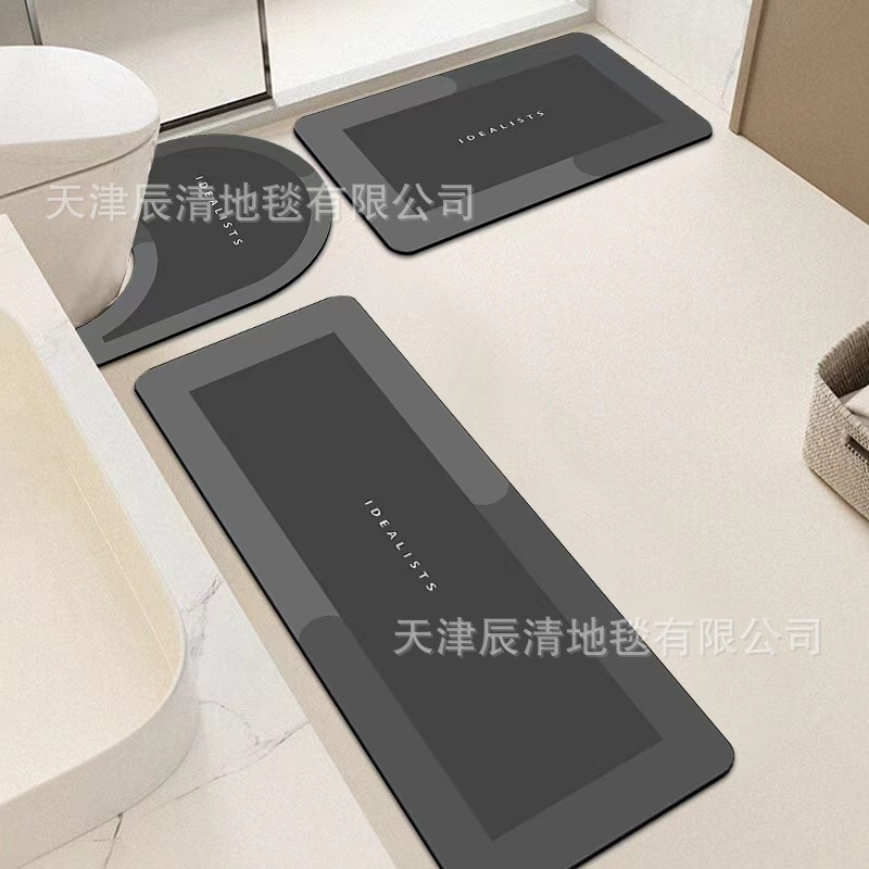 Simple alfombra de barro de diatomeas baño antideslizante y resistente a la suciedad tres juegos de almohadillas de suelo baño absorción de agua y secado rápido fábrica mayorista de almohadillas de pies