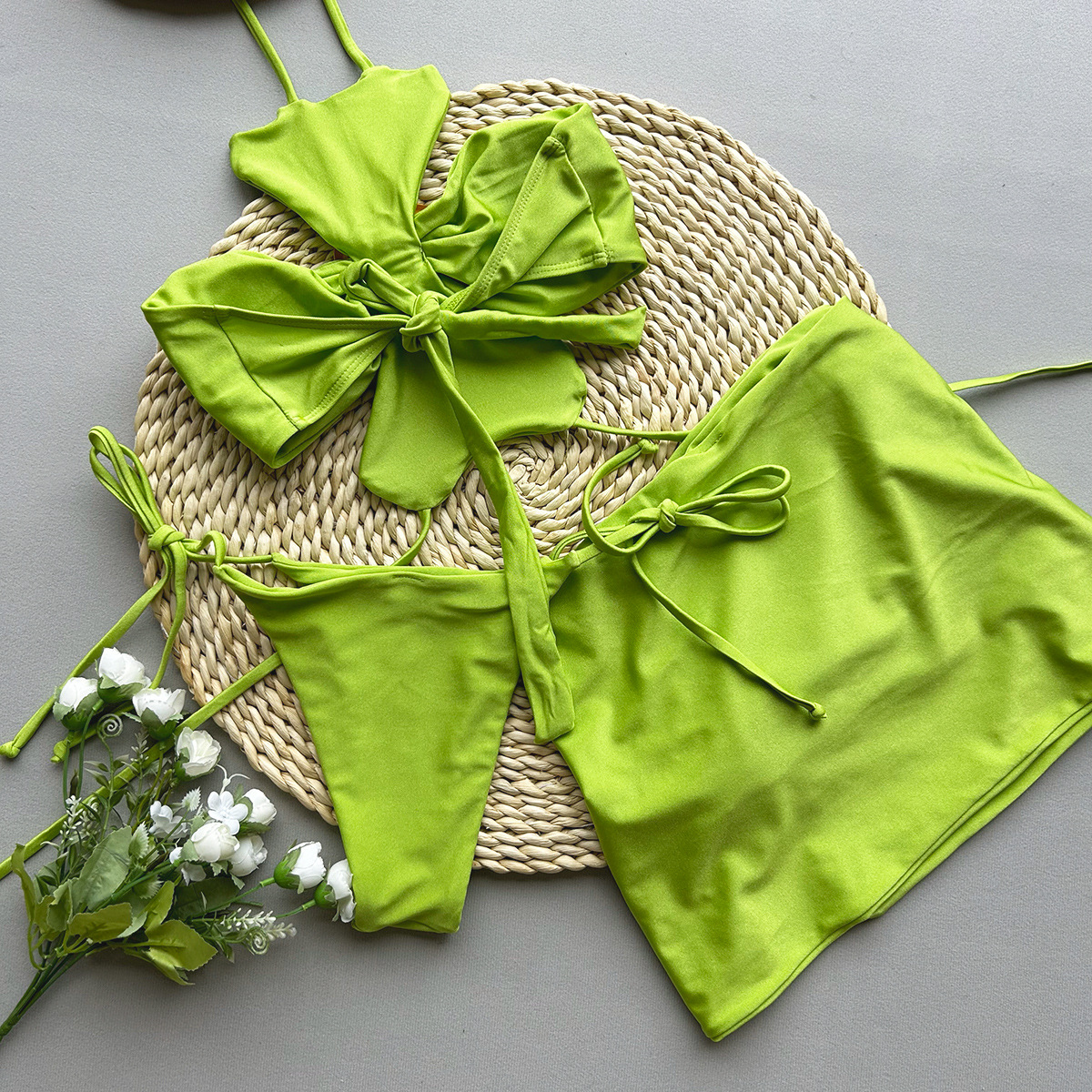 Women's Lady Sexy Solid Color 3 Pieces Set Bikinis Swimwear display picture 5