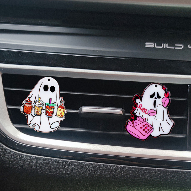 国境を越えて人気のハロウィーン幽霊車の吹出口香薫アクセサリーかわいい車載エアコン羽口装飾品|undefined