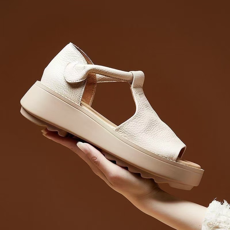 2026 zapatos de mujer de verano nuevos zapatos de suela gruesa velcro sandalias casuales de suela suave moda al por mayor