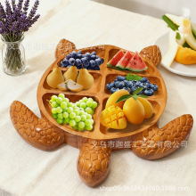 跨境爆款乌龟果盘趣味餐盘桌面装饰摆件高级感小众木质工艺品定制