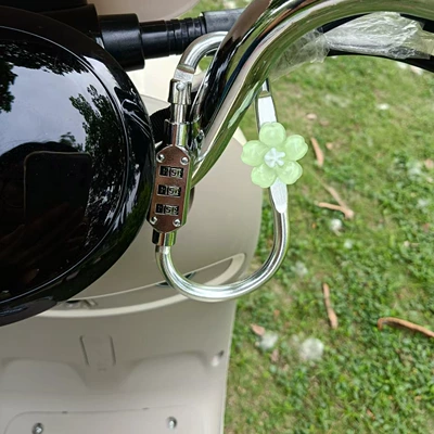 Helmet lock Helmet Password Lock Motorcycle - large-silver-green-ice-transparent-five-petal-flower