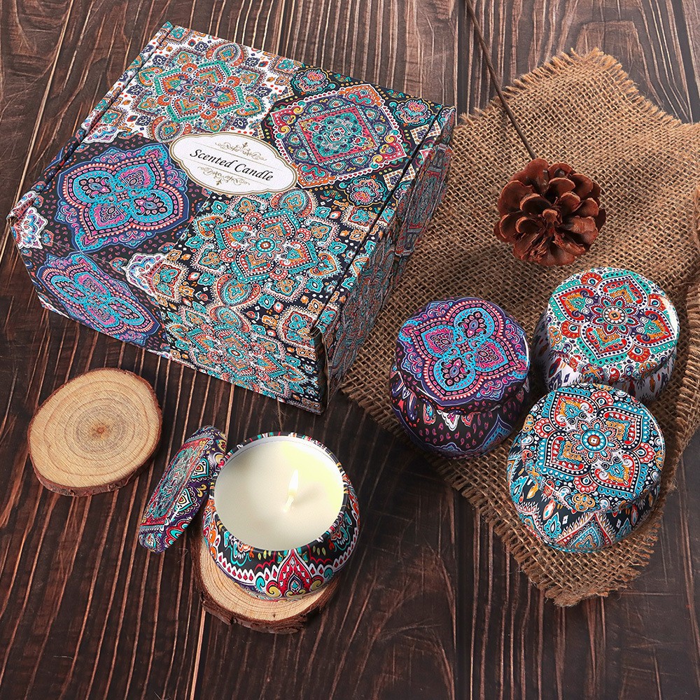 Set de Velas Aromáticas en Caja de Regalo de Cera de Soja, Calmante, para Toda la Familia