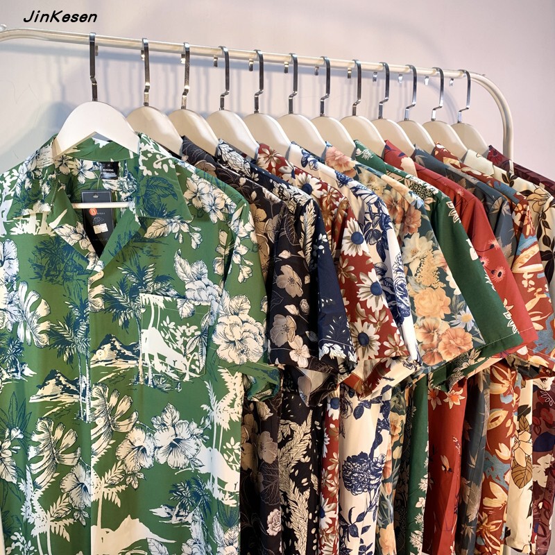 A generation of vintage Cuban collar shirt men's and women's loose Hong Kong flavor Beach short sleeve shirt