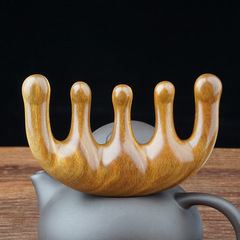 Sun Li's green sandalwood round-head wood comb sandalwood head massage meridian comb five-tooth large round head multi-functional