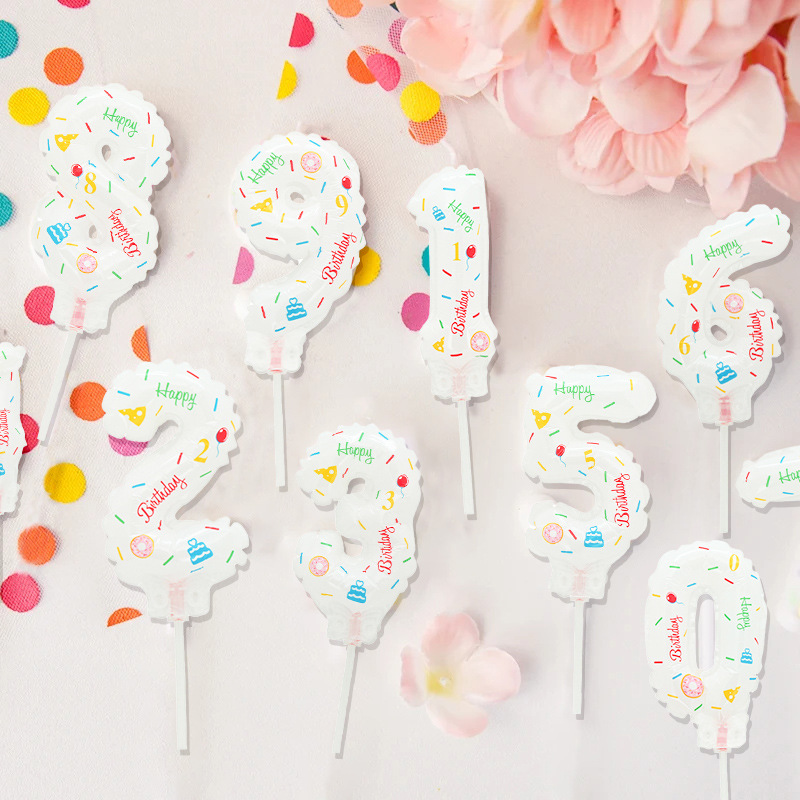 Venta directa de fábrica Mini clip de película de aluminio digital globo pastel decoración de cumpleaños accesorios fotográficos globo vela globo