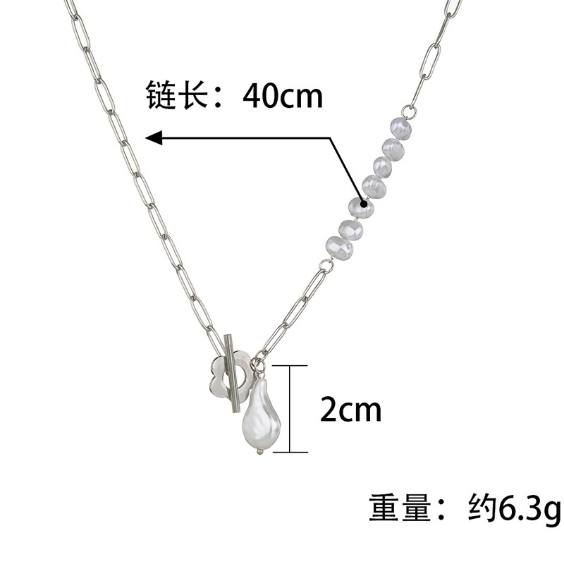 Wholesale Jewelry Simple Geometric Pearl Titanium Steel Necklace Nihaojewelry display picture 1