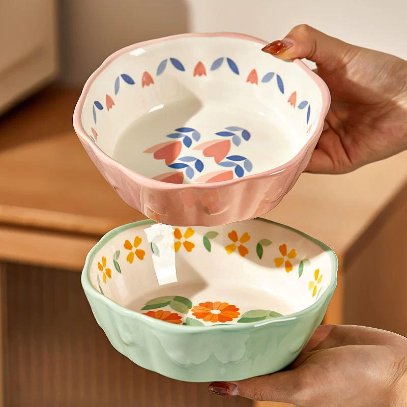 Керамическая миска для фруктового салата с высокой эстетической ценностью, 6inch миски для домашнего использования, йогурт, овсянка, привлекательные миски, миски для выпечки, использование в аэрофритюрнице.