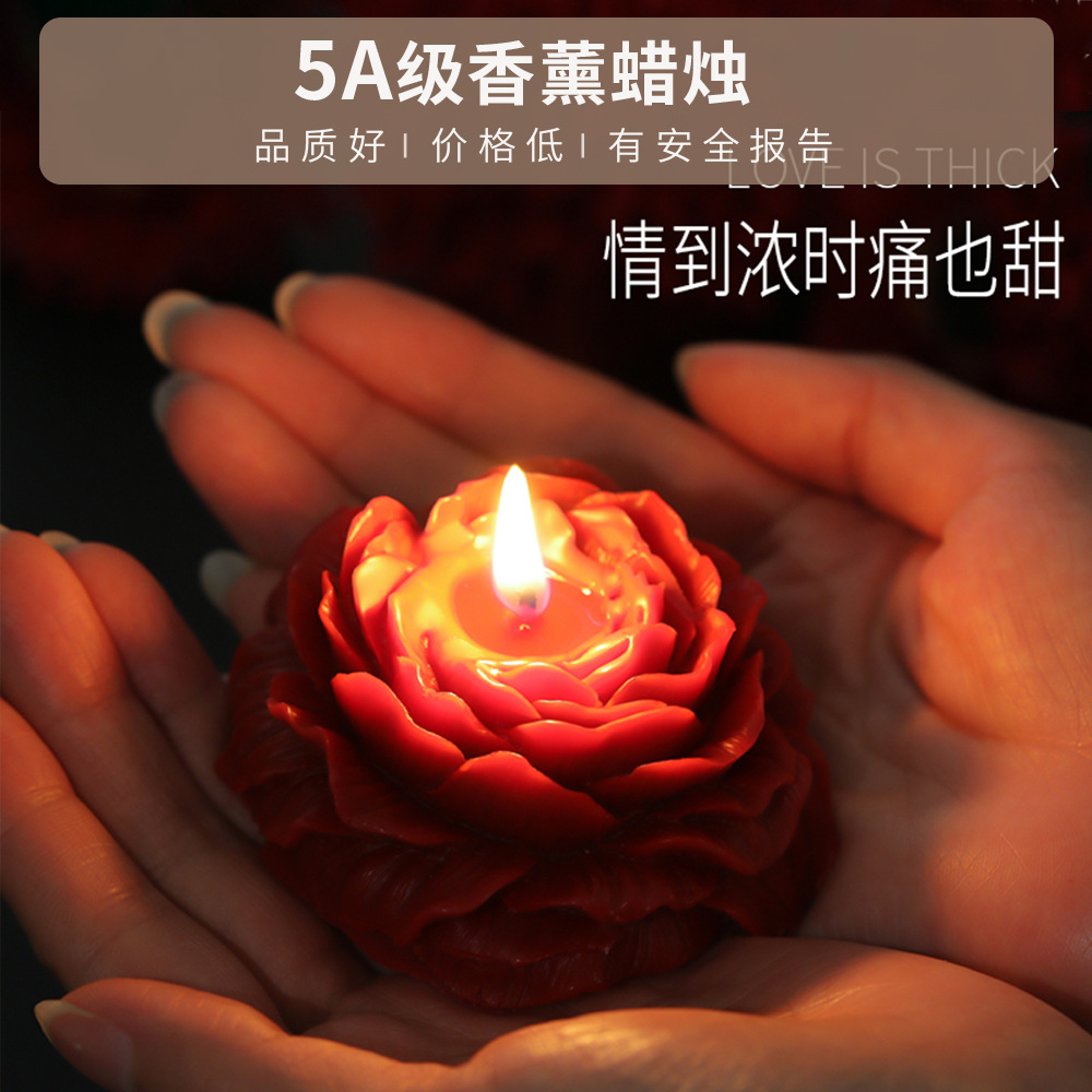 Flor de peonía Vela de baja temperatura Regalo de mano OEM personalizado Sm atmósfera romántica cera de goteo de soja Vela de aromaterapia floral de rosa