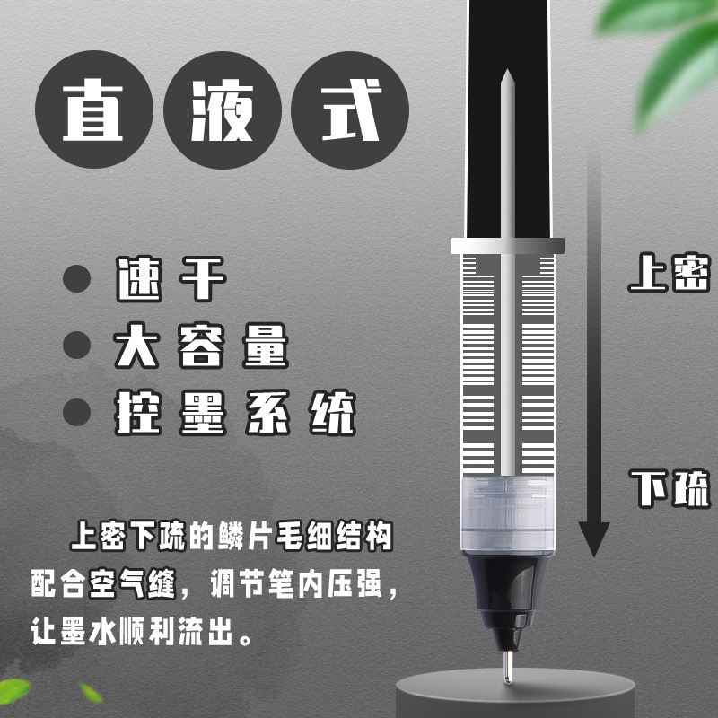 晨光直液式走珠笔黑笔速干顺滑直液笔签字笔圆珠笔红笔考试中性笔|undefined