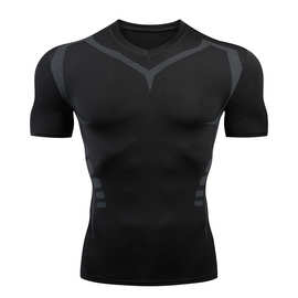 欧美男士运动长袖 弹力紧身健身服户外网球运动训练跑步T恤速干衣