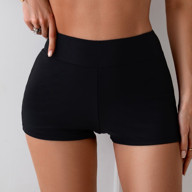 Overseas warehouse a generation of solid color ladies high waist hip fitness swimming shorts quick-drying simple fashion swimming pants