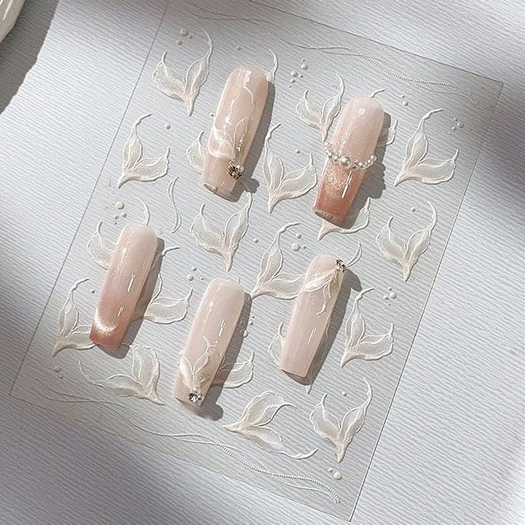 High-Value Pure Desire Sexy Fishtail Nail Stickers with Adhesive, 3D Natural Brightening, Elegant Stream-Of-Consciousness Decoration Stickers High-Value Pure Desire Sexy Fishtail Nail Stickers with Adhesive, 3D Natural Brightening, Elegant Stream-Of-Consciousness Decoration Stickers