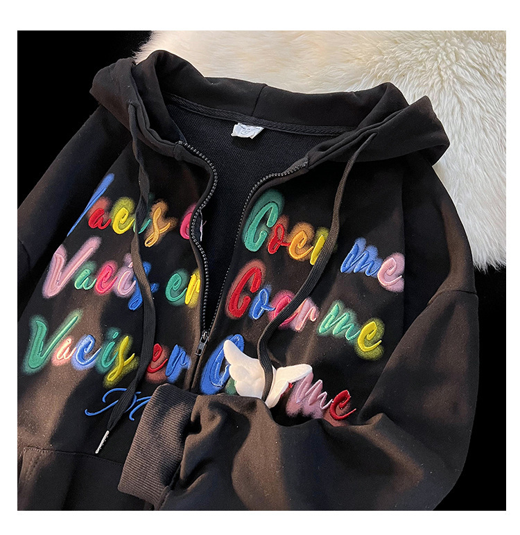 Letter Stickers Loose Couple Pullover Top Image 11