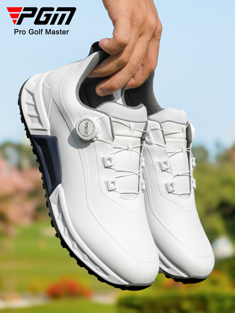 Giày golf nam PGM đế TPU chống nước, đệm êm, xoay núm chỉnh dây — XZ451-Xanh trắng, XZ451-Trắng bóng cánh hạc