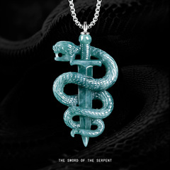 原創天然A貨翡翠蛇年吊墜黑曼巴紀念項鍊冰種玉石男女款嘻哈掛件