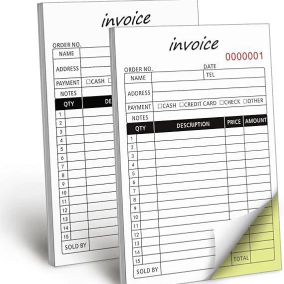 Квитанция invoice самокопирующаяся 2 части