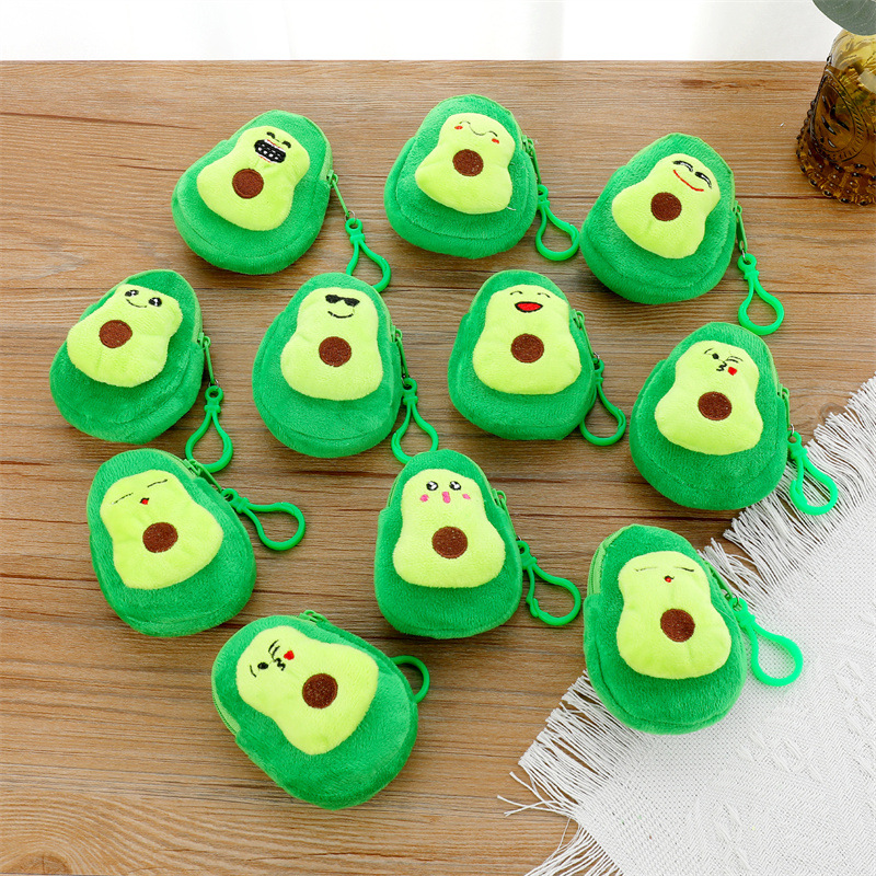 Creative plush cartoon avocado coin purse cute personality fruit small wallet keychain coin bagpicture5