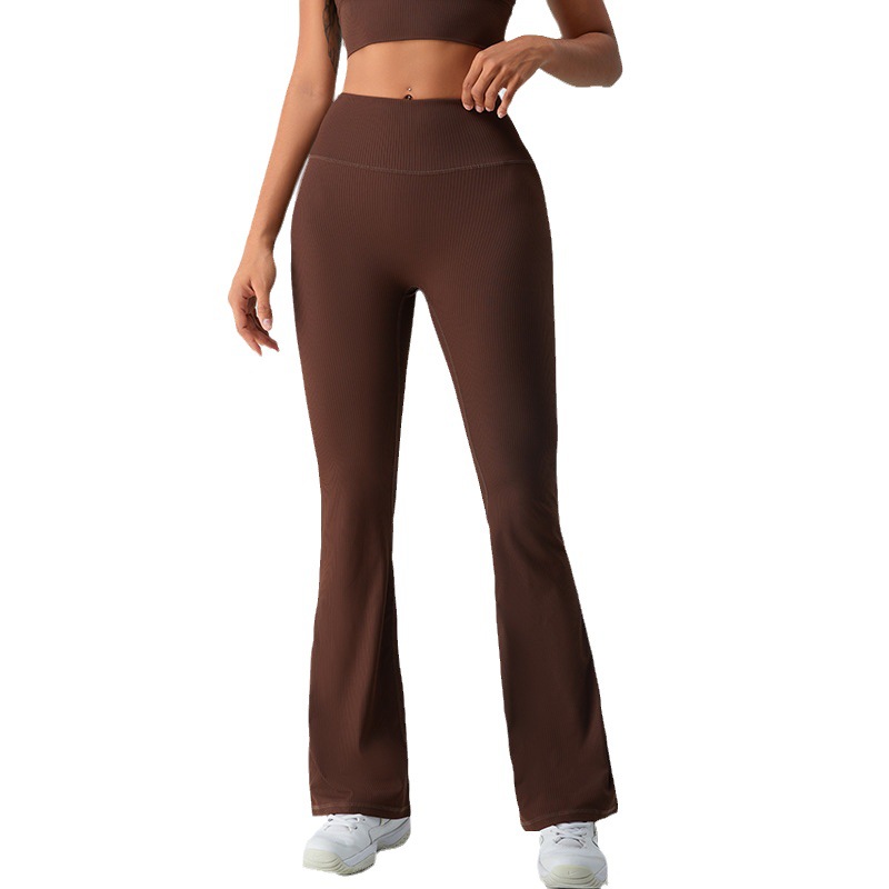 Nuevo hilo cintura alta cadera levantamiento yoga pantalones acampanados adelgazamiento de las mujeres pantalones de pierna ancha apretados deportes fitness yoga Pantalones