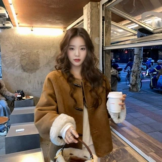 2025冬季新款超好看两面穿麂皮绒今年流行羊羔毛绒皮毛一体外套女