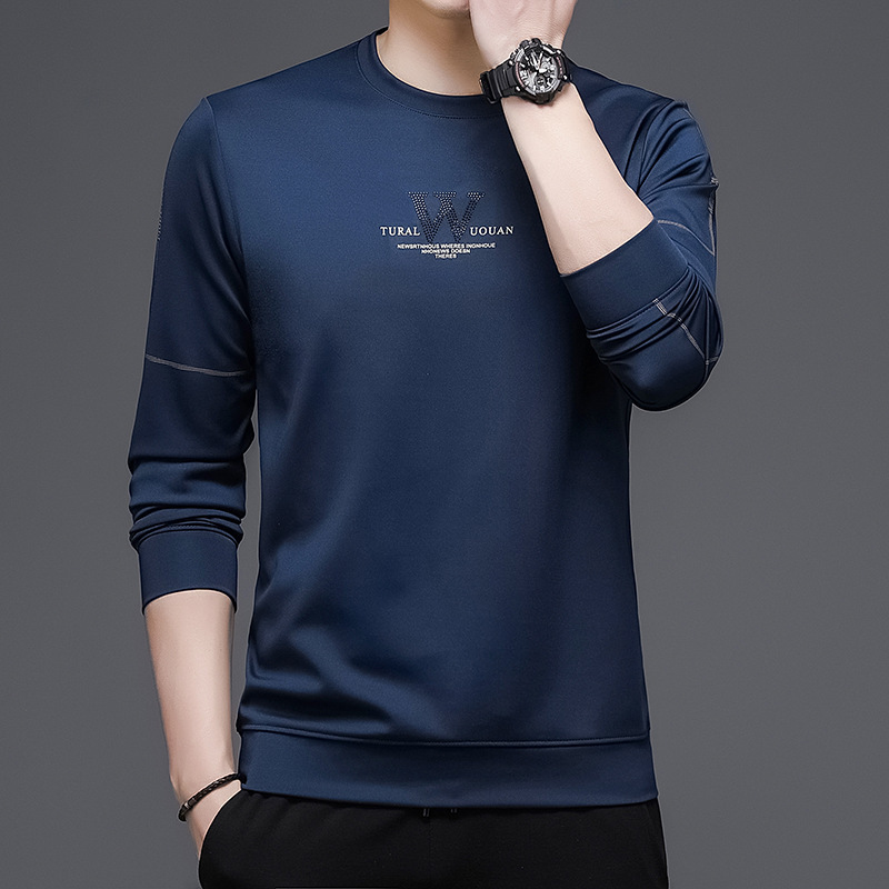 Men's Long-Sleeved T-Shirt, Summer Thin Round-Neck Top, Dad's Autumn Clothing, Middle-Aged Sweatshirt, 2025 New Style