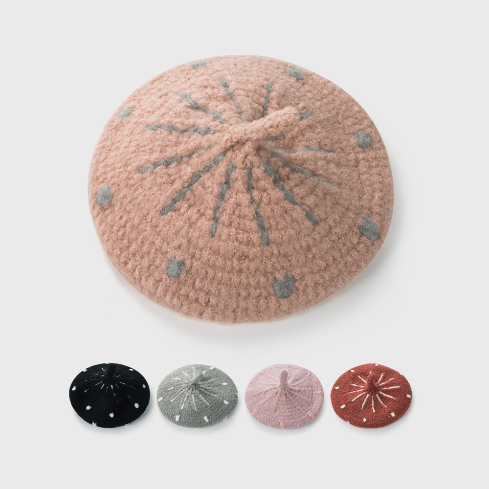 Wool Children's Beret Painter Hat Autumn And Winter Cute Woolen Knitted Hat display picture 1
